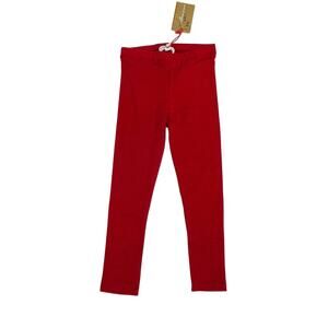 NWT Mimi & Maggie Size 4 Solid Red Slub Jersey Leggings